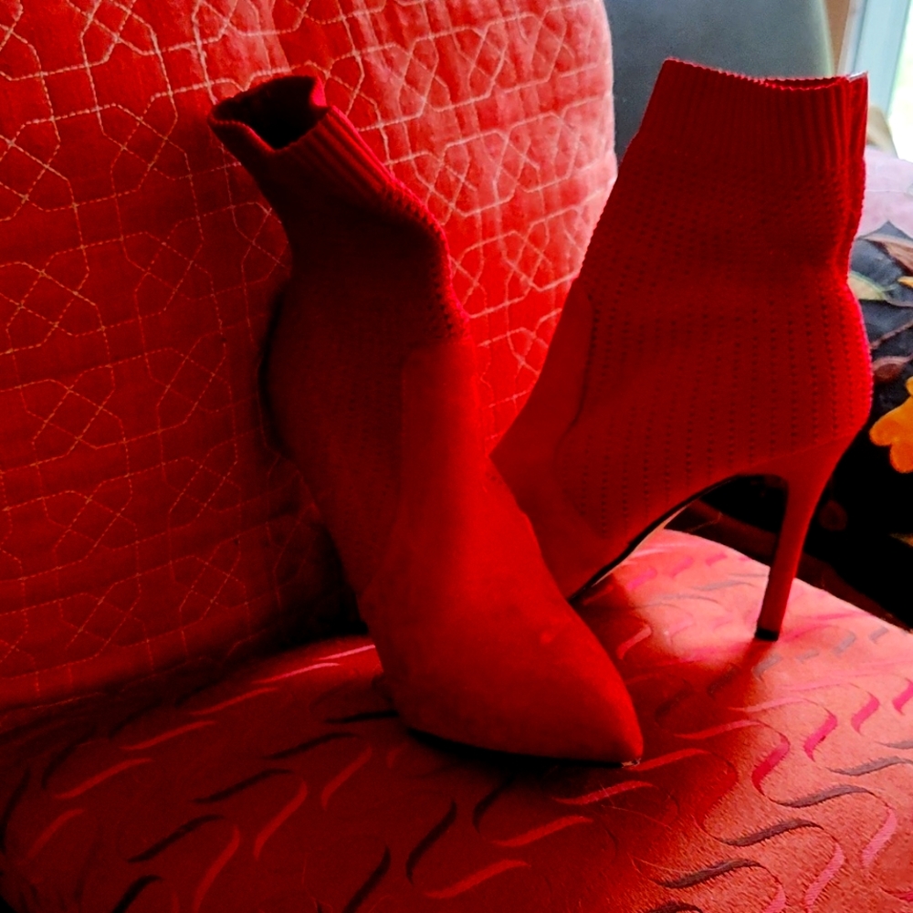 Red bootie heels